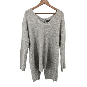 J.Crew Point Sur V-Neck Button‎ Back Sweater Medium Marled Gray Chunky Knit